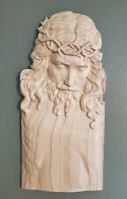 Christian Jesus Christ Wood Carved Hanging Poplar Wall Sign picture