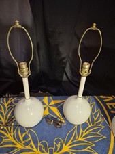 Pair Vintage White Ceramic Globe Sphere Table Lamps Mid Century Modern Working picture