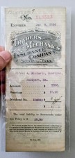 Traders And Mechanics Insurance Co. Lowell Massachusetts c1896 Insurance Policy picture