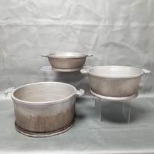 3 Nesting Vintage Guardian Service Hammered Aluminum Round Roasting Pots picture