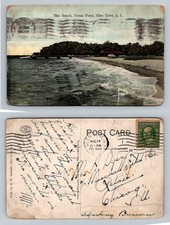Glen Cove, NY-New York, The Beach Fresh Pond Long Island Old PC Vintage Postcard picture