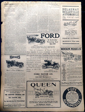 1906 Chicago Newspaper Automobile Ads - Ford, Winton, Queen, Delaunay Belleville picture