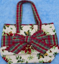 Longaberger 2008 Holiday Gift Bag Tote 23636 Plaid Botanical Poinsettia NWT picture