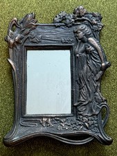 Art Nouveau Style Figural Picture Frame with mirror lady floral vintage picture
