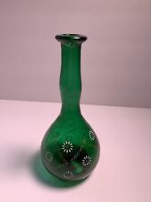Antique Pontiled Emerald Green Enameled Glass Barber Bottle 8