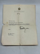 Vintage 1936 Letter by Govenor New Jersey Harold G. Hoffman SIGNED picture