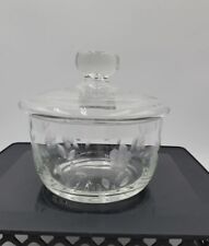 Vintage Hand Blown Glass Candy Dish Frosted Etched Floral Lidded 6 1/4