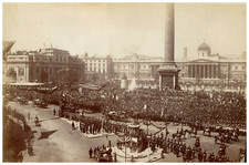 England, London, Queen Victoria being driven through Trafalgar Square vintage al picture