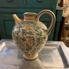 Vintage Large Italian Ceramic Pitcher Lemon Design-Handle & Spout Rare picture