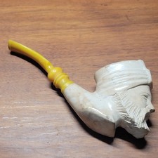 Large 1930s Turkish Block Meerschaum Sultan Head Tobacco Pipe W/Bakelite Stem  picture