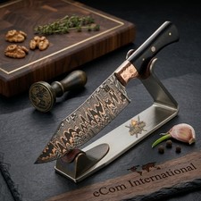 Copper Damascus Knife Bushcraft Model | Handmade | Leather Sheath picture