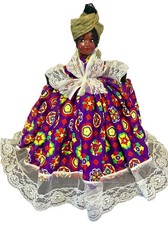 Stunning VTG Handmade Caribbean Island Black Queen Doll 20” Composite Head Rag picture