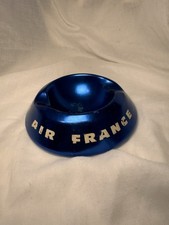 Vintage 1960s Air France Blue Aluminum Ashtray Mid Century Aviation Collectible picture