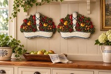 VTG Homco Vintage Fruit Basket Wall Plaques, Set of 2, Decorative Kitchen Art picture