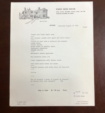 Vintage White Moss House Diner Menu Aug 13, 1983 Grasmere, English Lake District picture
