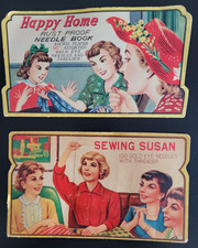2 Vintage Sewing Sets Sewing Susan & Happy Home Needles 1940's picture