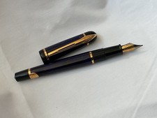 VINTAGE WATERMAN PHILEAS FOUNTAIN PEN BLUE BROWN MARBLE GOLD PLATED NIB picture