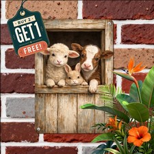 Three Cute Little Pigs Peeking Farmhouse Animal Art Retro Metal Tin Sign 8x12 picture