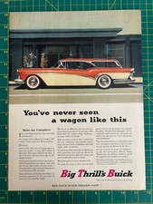 1957 Vintage Buick Cabellero Station Wagon Big Thrills Orange 2 Tone Print Ad Q1 picture