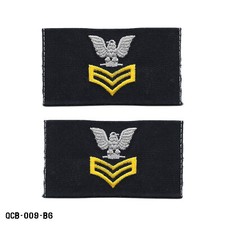 PAIR US Navy NWU Blue Coverall Collar Patches Petty Officer 1st Class PO1 E-6 picture