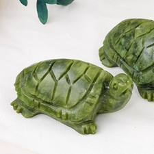 Xiuyu Serpentine Jade Carved Turtle Pocket Stone Lovely Spiritual Crystal Gift picture