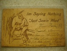 Antique Wooden Postcard - 1905- I'm Saying Nothing, 