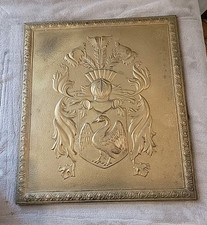 Vintage Swan Family Crest Coat of Arms Brass Plaque Embossed Wall Hanging picture