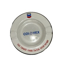 Vtg Chevron Colomex White Ceramic Taos NM Marketing Ashtray picture