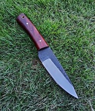8” Custom Hand forged Carbon 1095 Steel Fixed Blade Knife wood Handle Full Tang picture