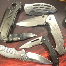 CRKT & SOG Mixed Lot 5 Folding Pocketknives Manual Stainless Silver/Black picture