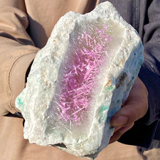 1.68LB Pink natural goethite crystal quartz energy mineral healing specimen picture