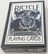 Bicycle Black Deck Tigers Playing Cards (NEW) Poker 808 Ellusionist White Pips picture