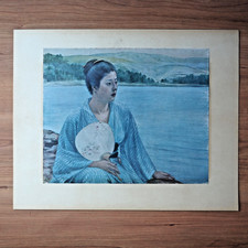Original 1965 Seiki Kuroda Lakeside 1897 Vintage Japanese Art Print Kimono picture
