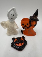 VTG 50's Rosbro Halloween Candy Container Witch Pumpkin, Ghost, Cat Magnet A1 picture