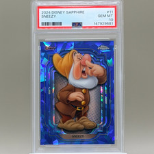 2024 Topps Chrome Disney Sapphire Sneezy PSA 10 picture
