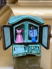 Limoges Chanille Wardrobe w/ “clothing” Hand Painted Trinket Box signed picture