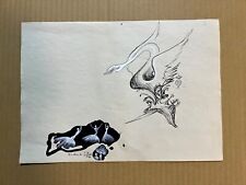 SALVADOR DALI DRAWING ON PAPER (HANDMADE) SIGNED AND STAMPED VTG ART picture