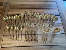 Vintage Gold Plated Oxford Hall Golden Collection Flatware 52 pc Silverware Set picture