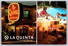 Vintage La Quinta Motor Inn Advertising Postcard Multi-View Pool Room 1-800 picture
