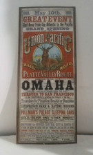 RARE 1869 OMAHA UNION PACIFIC RAILROAD POSTER Vintage Train EPHEMERA AMERICANA picture