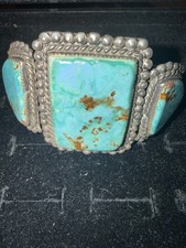 Vintage navajo sterling silver turquoise cuff bracelet picture