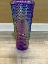 Starbucks Purple Oil Slick Iridescent Studded Cold Cup Tumbler 24oz w/ Straw picture