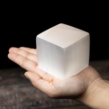 Selenite Crystal Cube White Crystal Block Natural Stone Cube Decor Gift 2.5 Inch picture