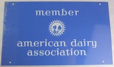rare Wisconsin American Dairy Association Double Sided Tin Enamled Milk Sign NOS picture