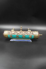 Tibetan Temple style antiqued metal Eight Auspicious Symbols Incense Burner picture