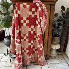 Antique Circa 1900s Single Irish Chain Late 1800s American Utility Quilt picture