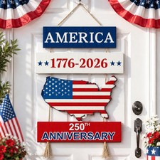 Fuutreo 250 Anniversary 4th of July Door Sign 250th Anniversary 1776-2026 US ... picture