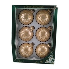 VTG Rauch Glass Gold Ball Mica Embellished Christmas Ornaments 3