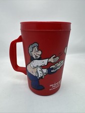 Head's Up Lambert's Cafe Throwed Rolls 32 oz Red Insulated Mug Thermo No Lid. picture