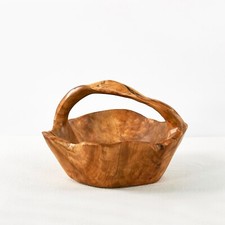 Natural Cedar Wood Basket w/Handle for Fruit Breads Candy Shelf Display Handmade picture